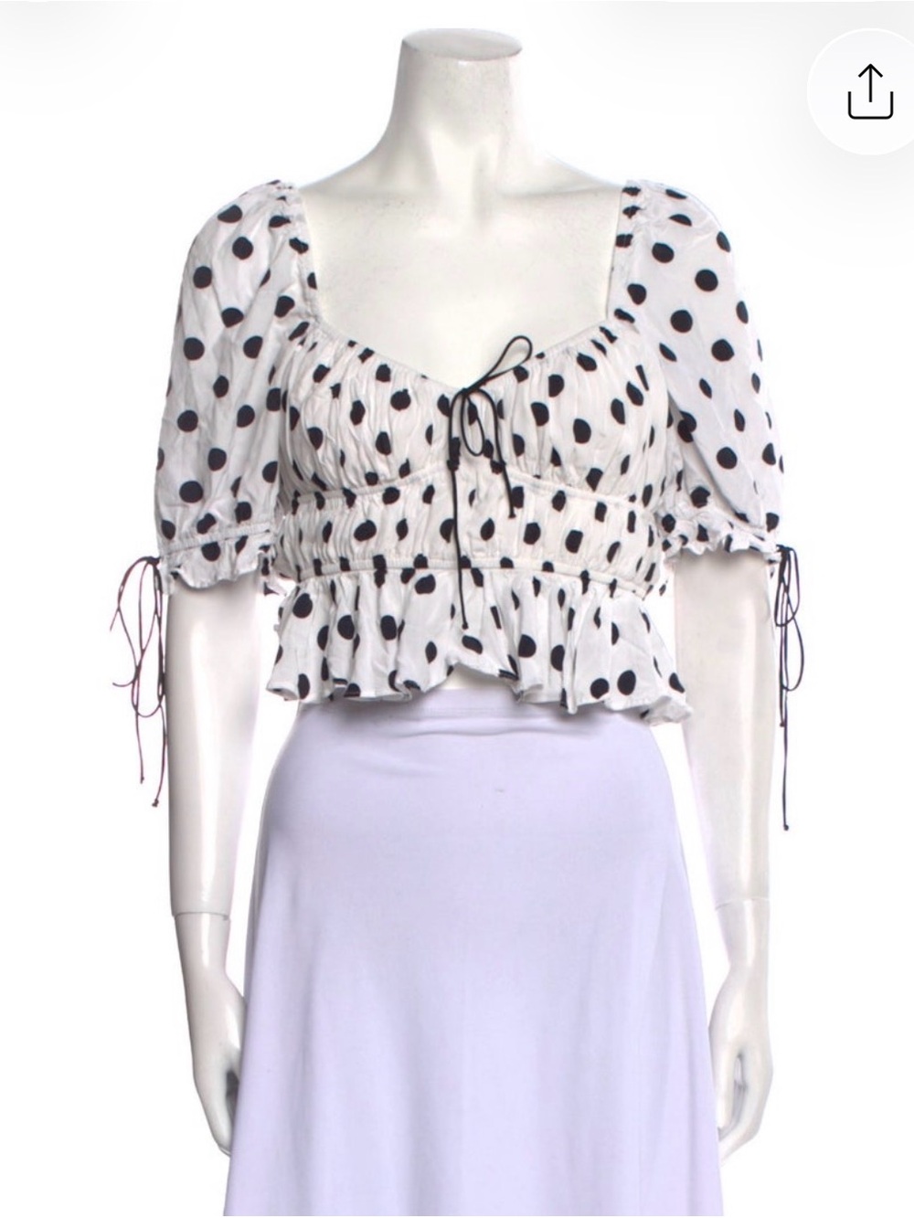 For Love & Lemons White Polka Dot Top